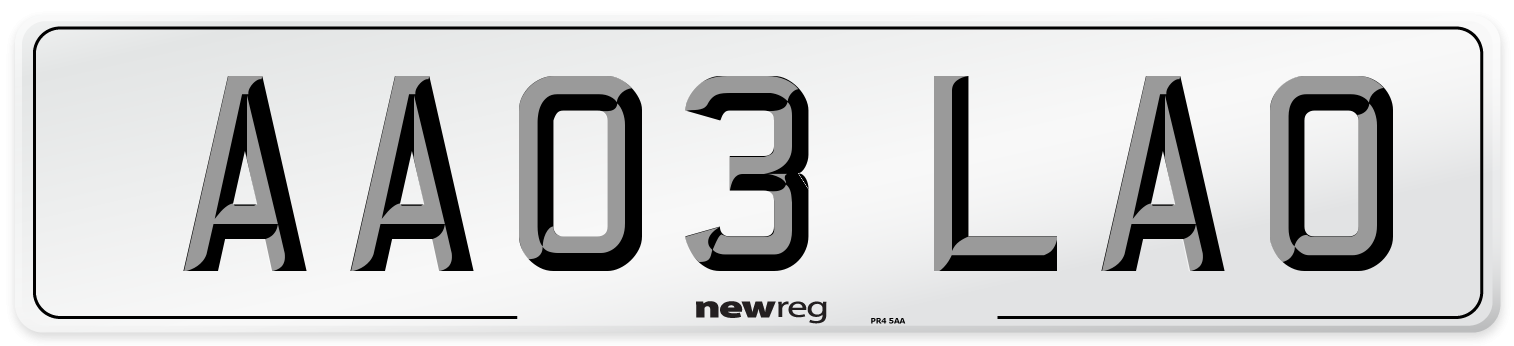 AA03 LAO Number Plate from New Reg
